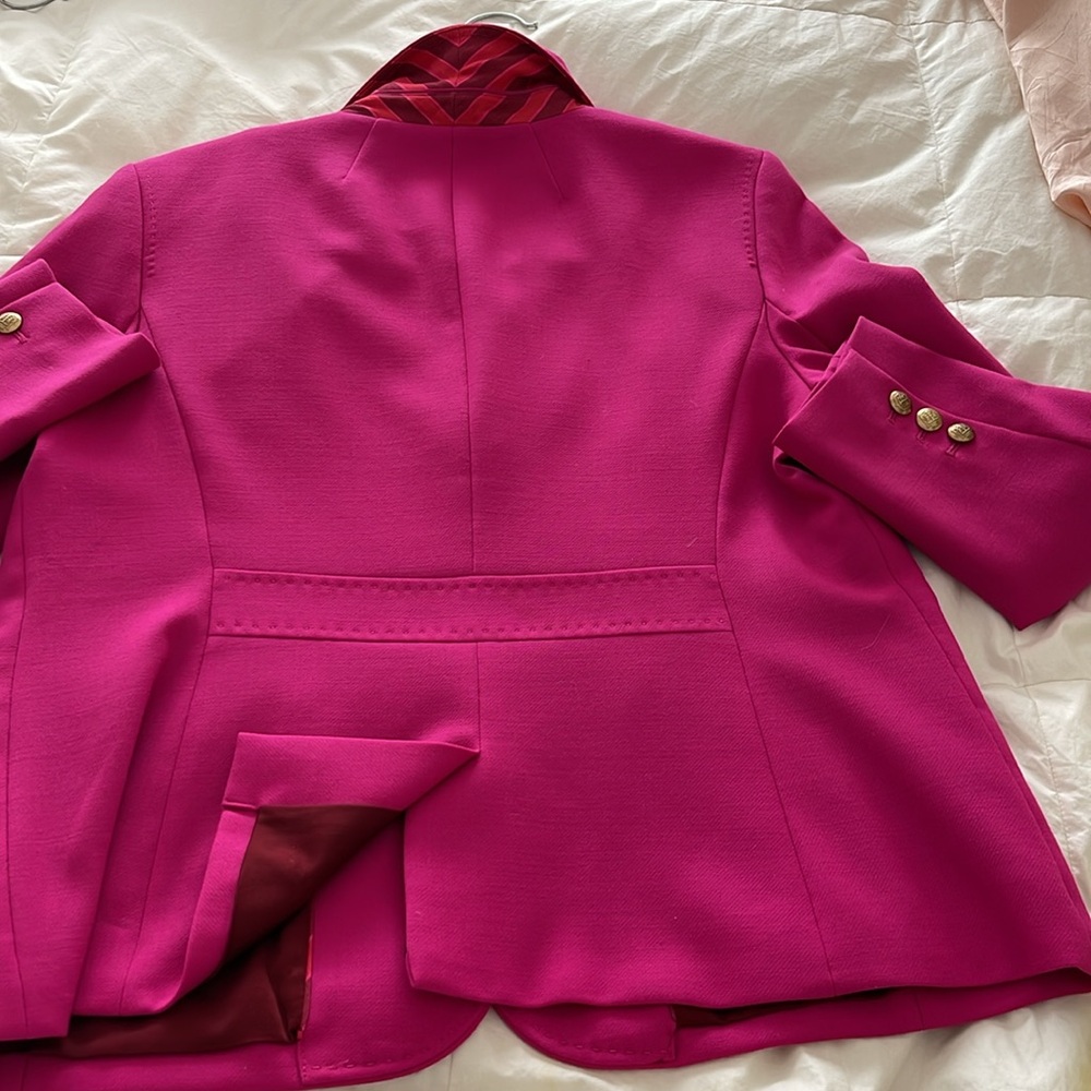 Talbots Limited Edition 2017 Vibrant Pink Wool Blazer w Gold Crest Buttons - Picture 11 of 16